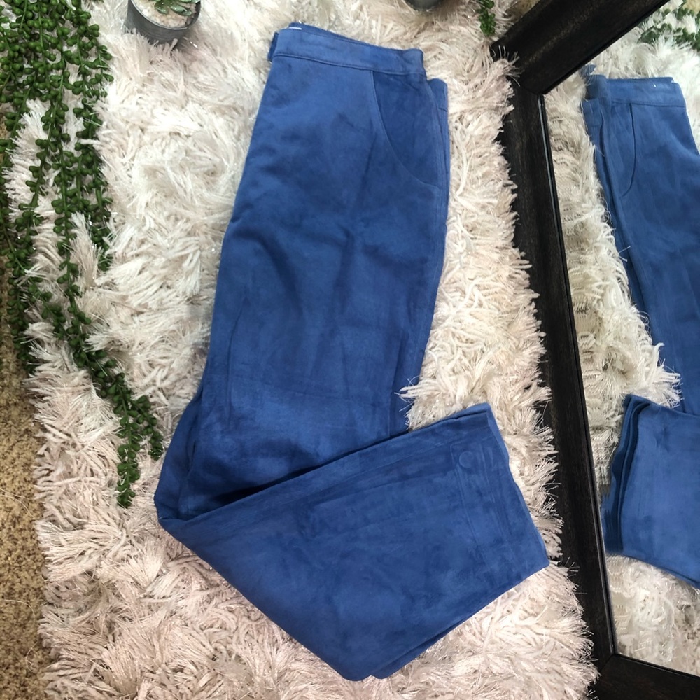 ‘🌼3/$30🌼NWT Vintage Fauz Suede Blue Velvety pants Size 4/ Small